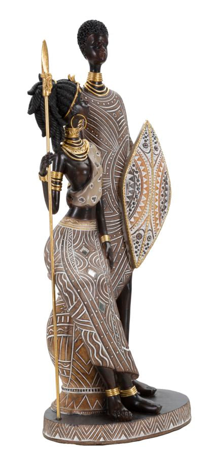 Masai Figuren Familie 38 cm aus Harz – Moderne Dekoration