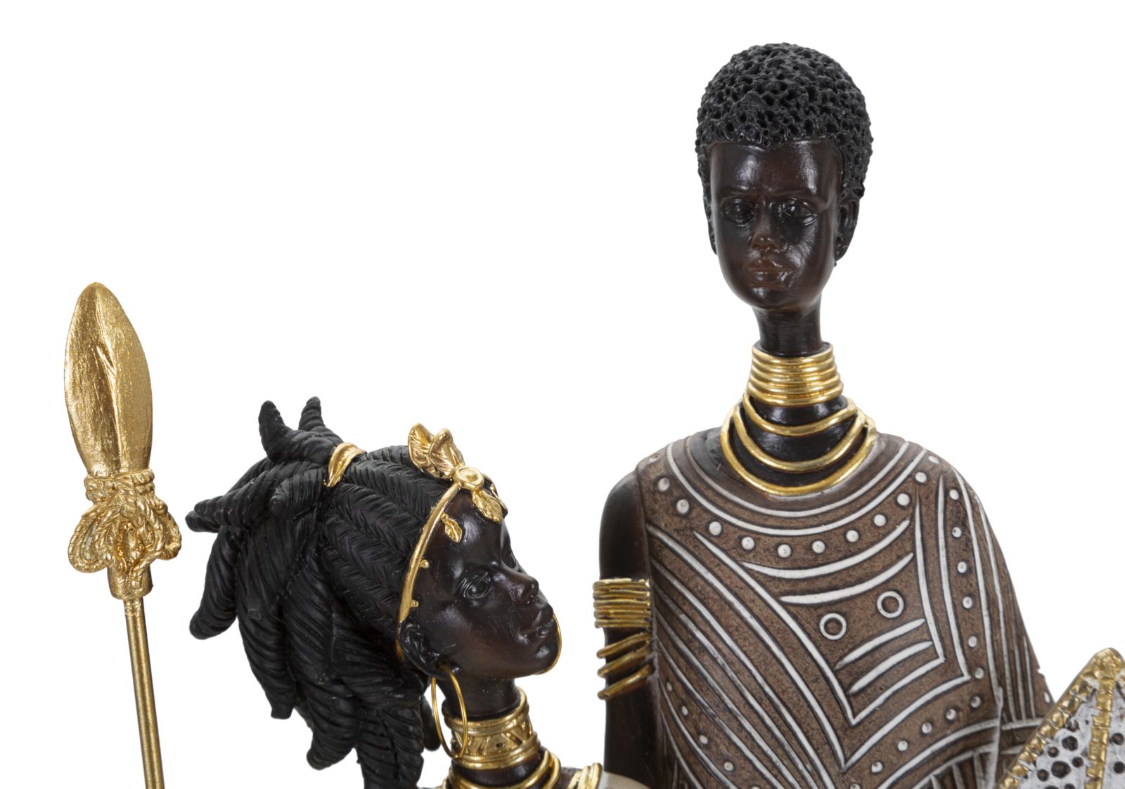 Masai Figuren Familie 38 cm aus Harz – Moderne Dekoration