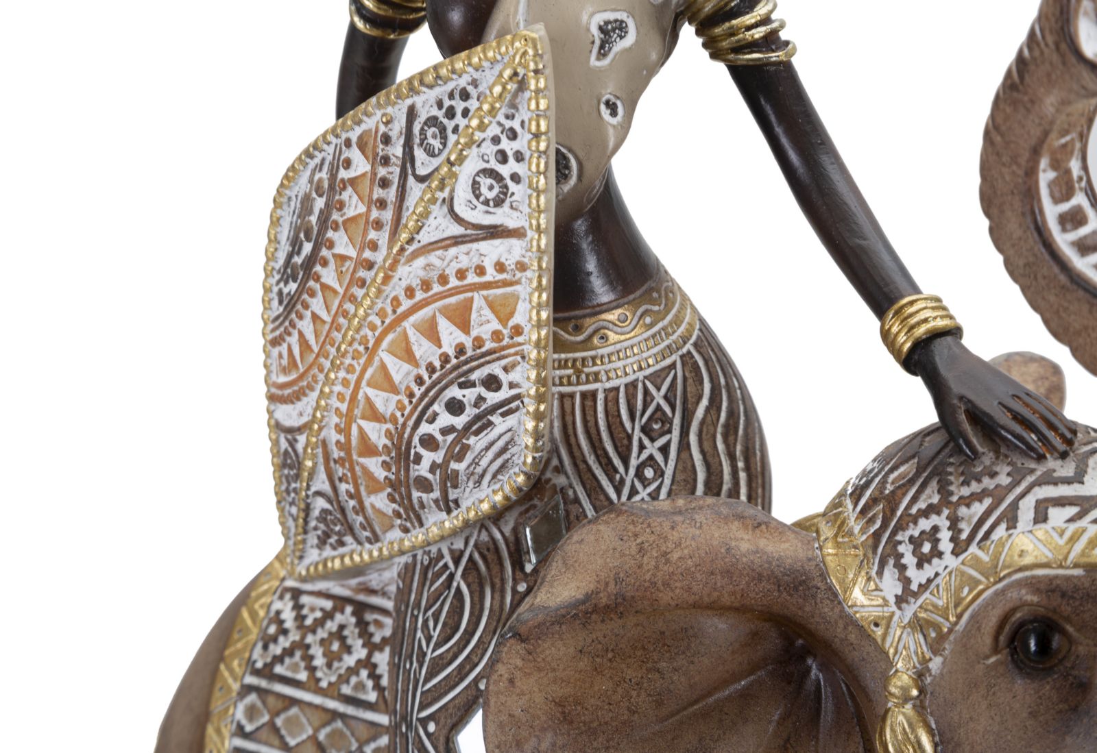 Masai Figur mit Elefant 32,5 cm aus Harz – Moderne Dekoration