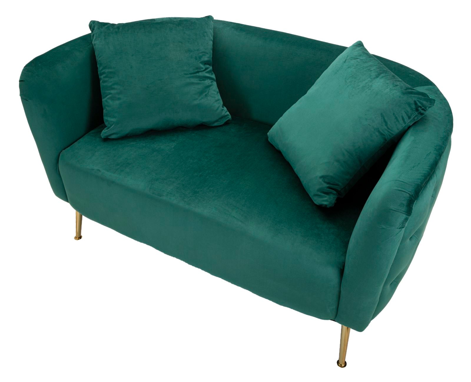 Samt Sofa Verde Lucente 127 cm mit Kissen und Goldfüßen