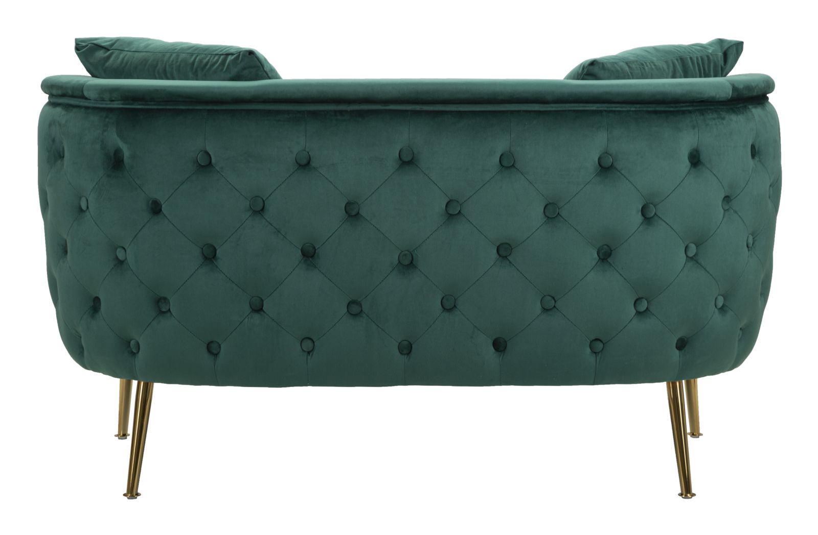 Samt Sofa Verde Lucente 127 cm mit Kissen und Goldfüßen