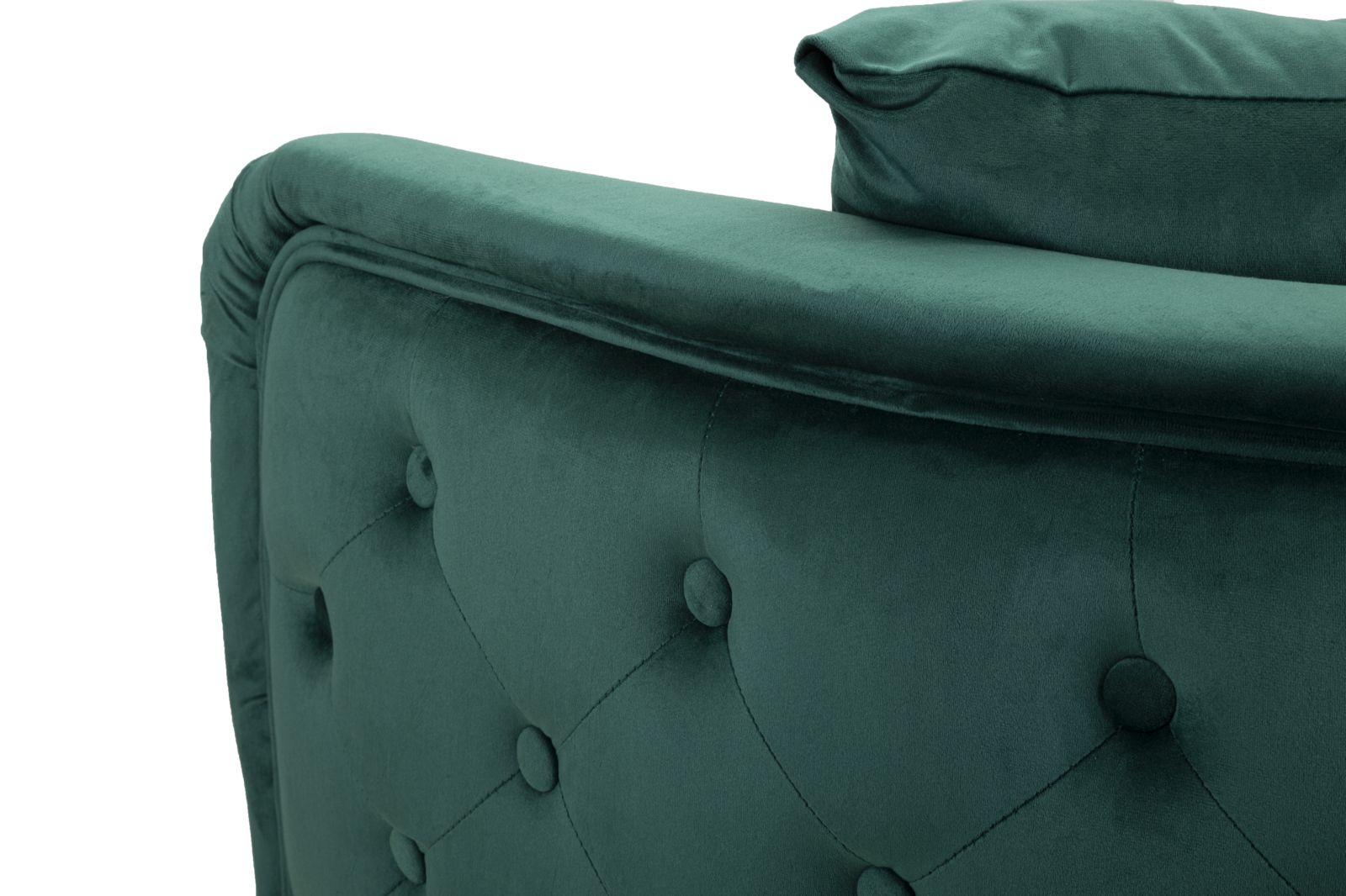 Samt Sofa Verde Lucente 127 cm mit Kissen und Goldfüßen