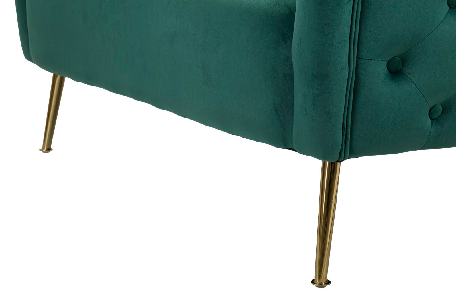 Samt Sofa Verde Lucente 127 cm mit Kissen und Goldfüßen
