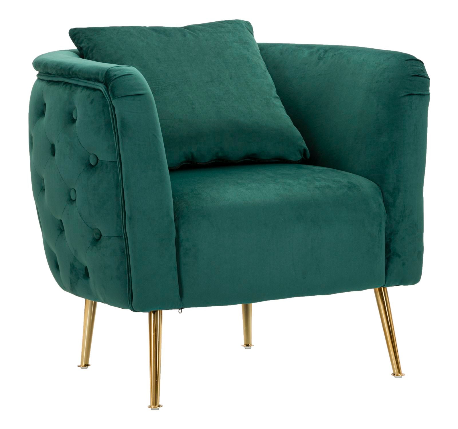 Samt Sessel Verde Eleganza 76 cm mit Goldfüßen