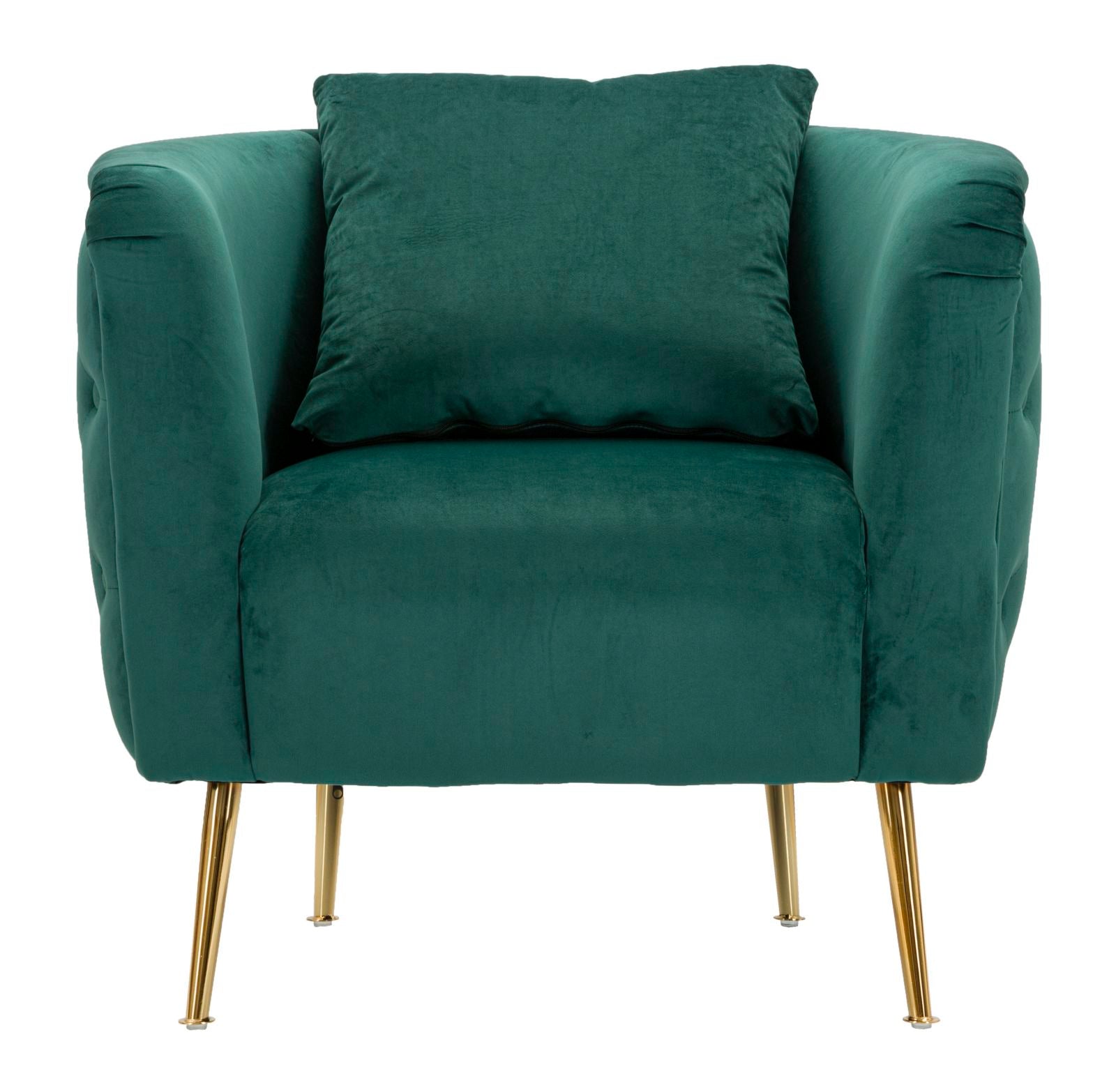 Samt Sessel Verde Eleganza 76 cm mit Goldfüßen