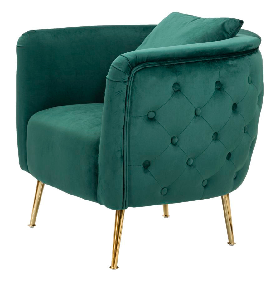 Samt Sessel Verde Eleganza 76 cm mit Goldfüßen