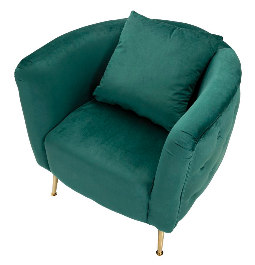 Samt Sessel Verde Eleganza 76 cm mit Goldfüßen