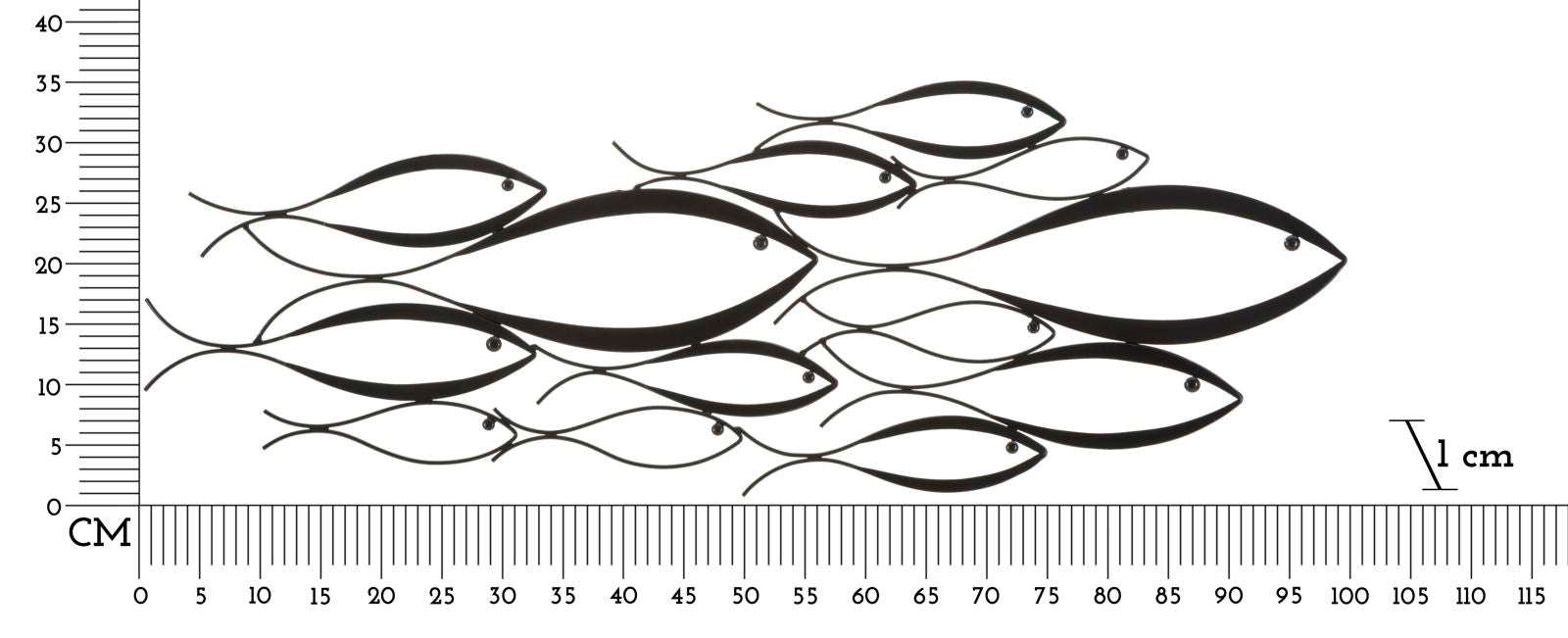 Wanddeko Fishy Metall Wandpanel Modernes Fisch Design 100 cm