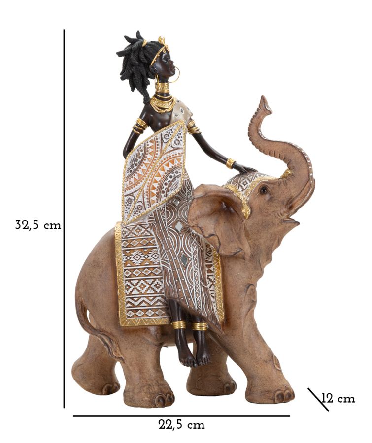 Masai Figur mit Elefant 32,5 cm aus Harz – Moderne Dekoration