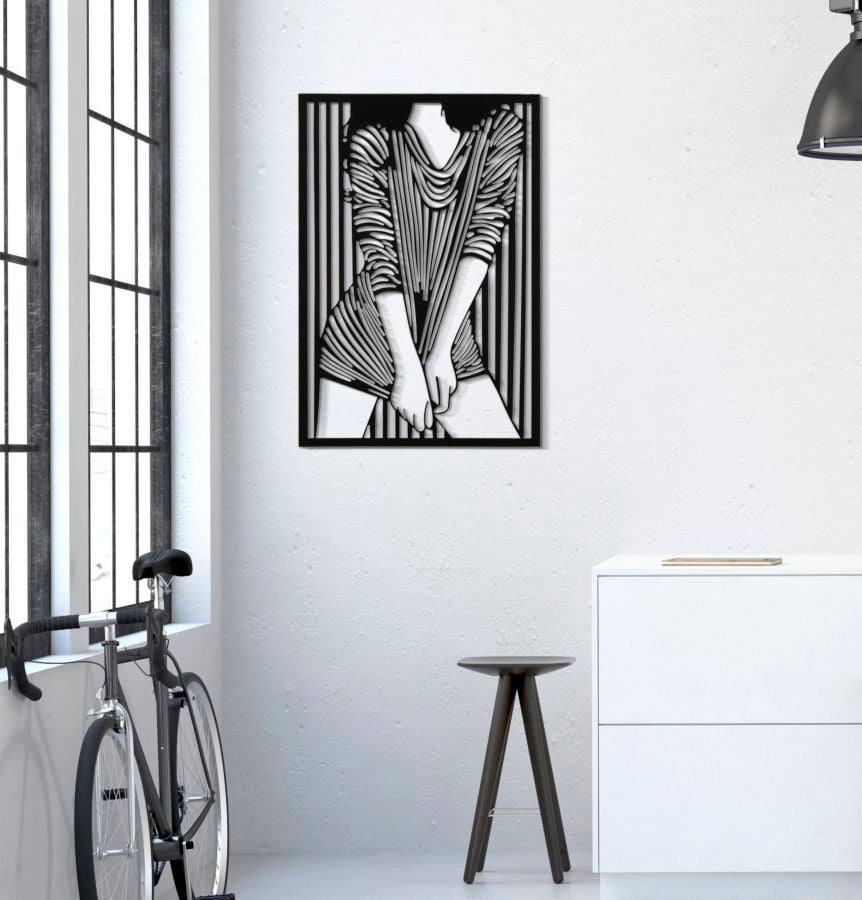 Wandpanel Lina Urban Muse Frauenfigur Metall Schwarz 60x40 cm