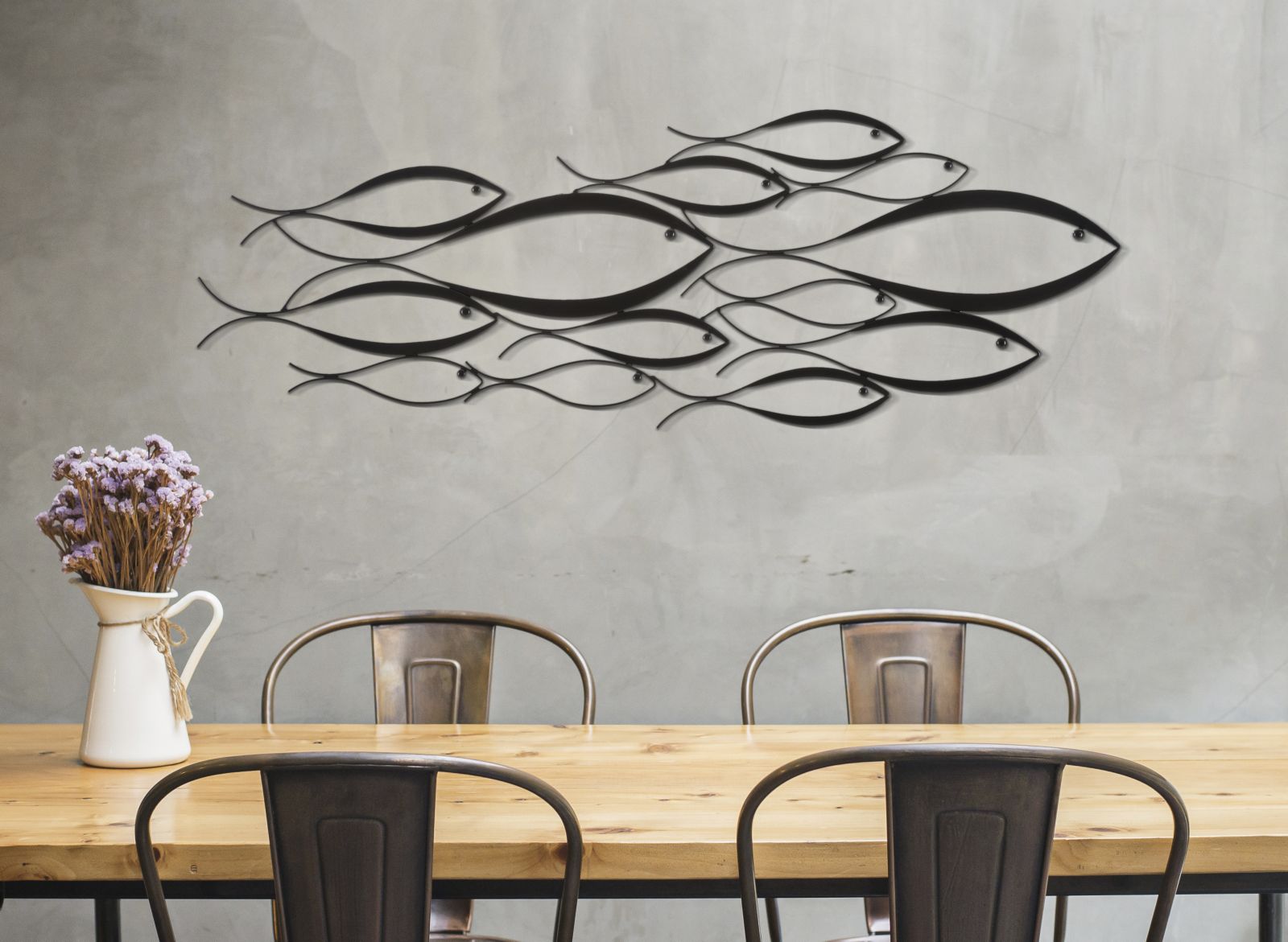 Wanddeko Fishy Metall Wandpanel Modernes Fisch Design 100 cm