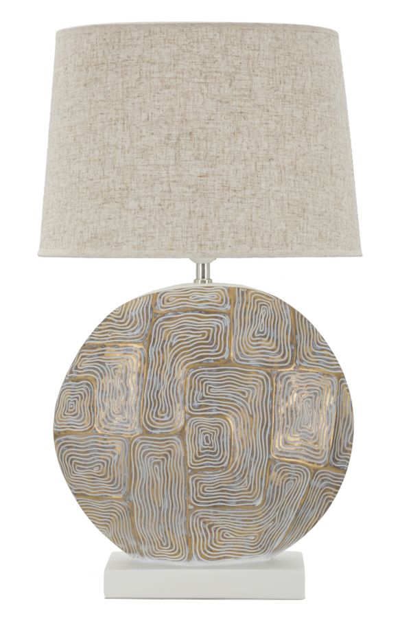 Tischleuchte Eclips rund Beige Grau Gold 64 cm