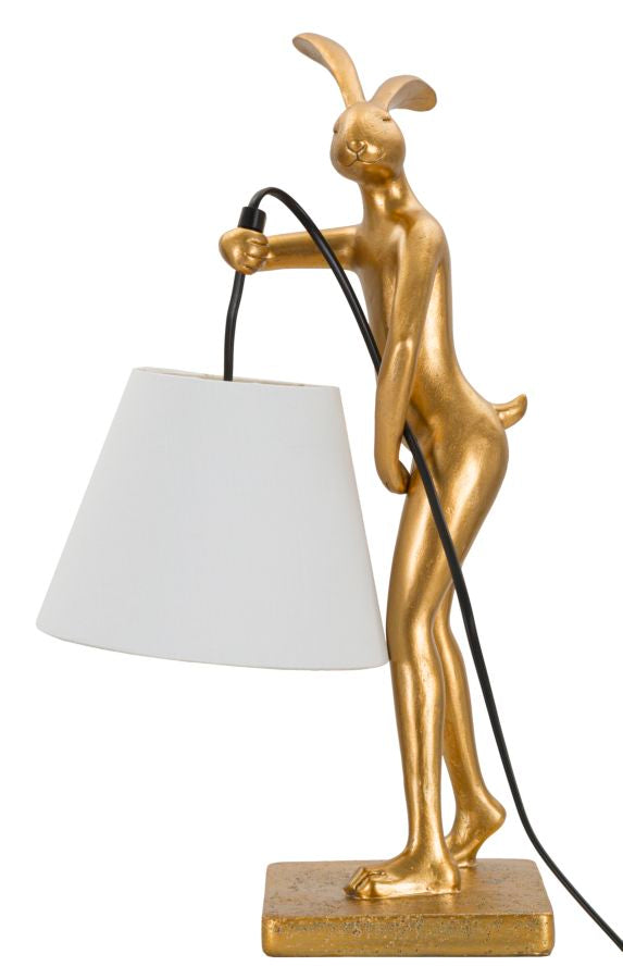 Rabbit Stand Tischlampe Hase Figur Resin Stoff 47cm Glam