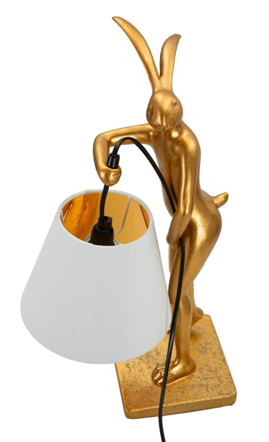 Rabbit Stand Tischlampe Hase Figur Resin Stoff 47cm Glam
