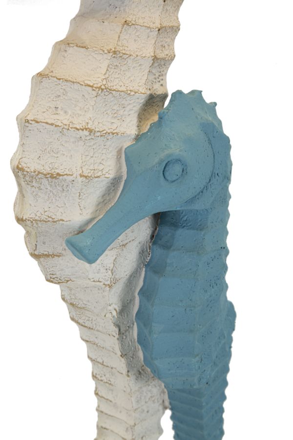 Seepferdchen Tischlampe 66 cm mit Stoffschirm in Weiß – Maritimes Wohnaccessoire