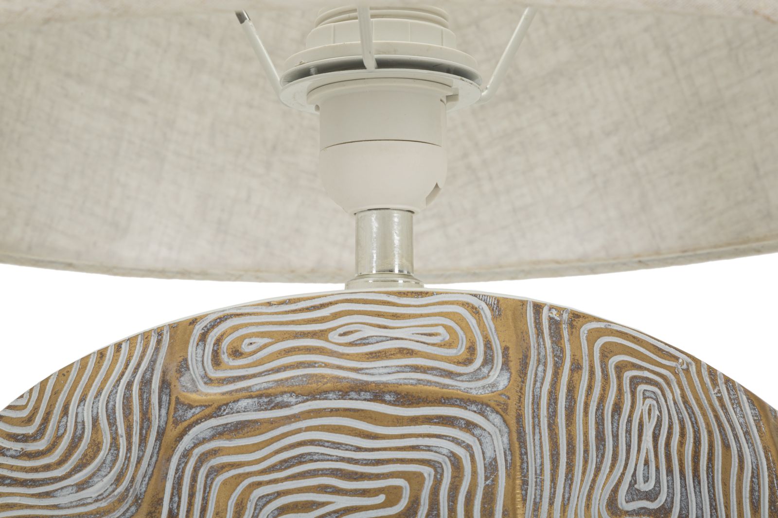 Eclips Tischlampe Rund 64 cm mit Stoffschirm – Glamour Wohnaccessoire