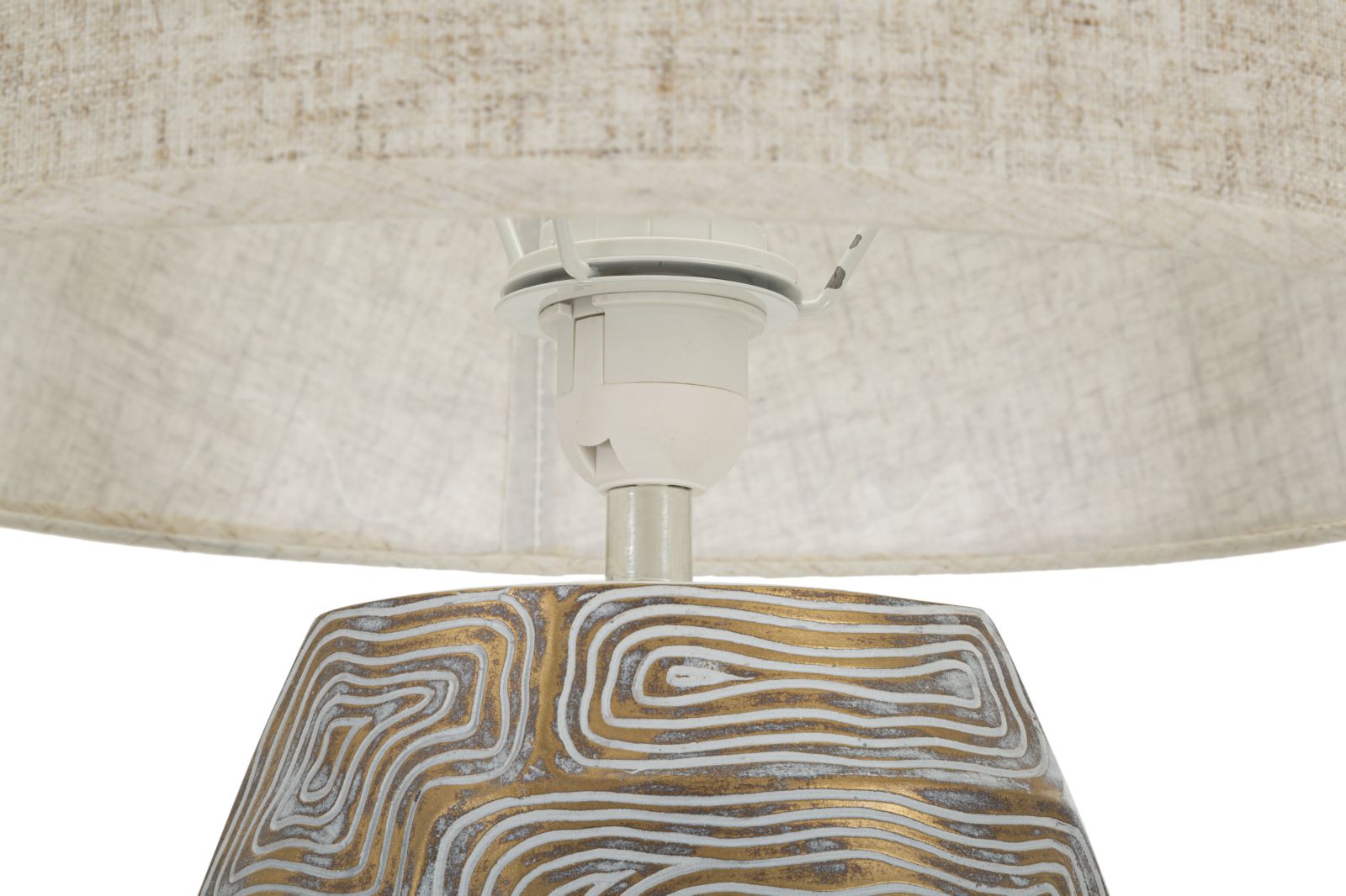 Eclips Tower Tischlampe Gold 90 cm mit Stoffschirm – Glamour Wohnaccessoire