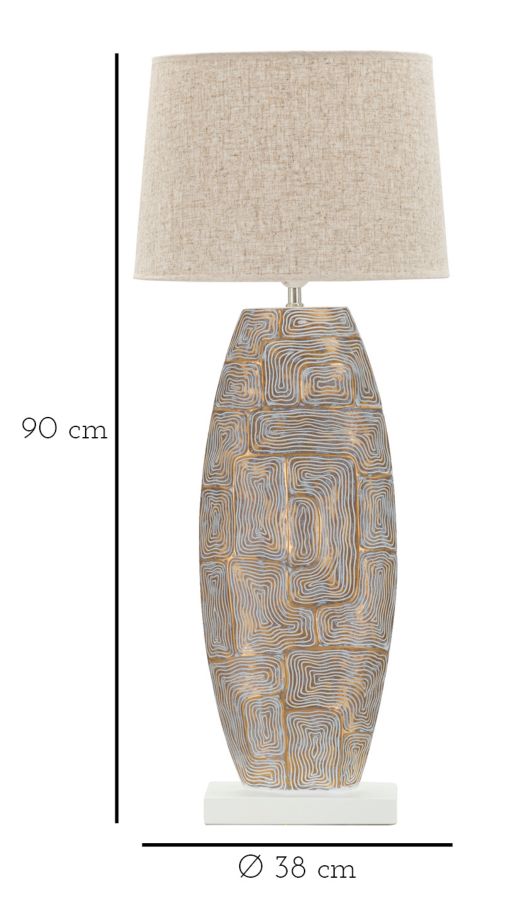 Eclips Tower Tischlampe Gold 90 cm mit Stoffschirm – Glamour Wohnaccessoire