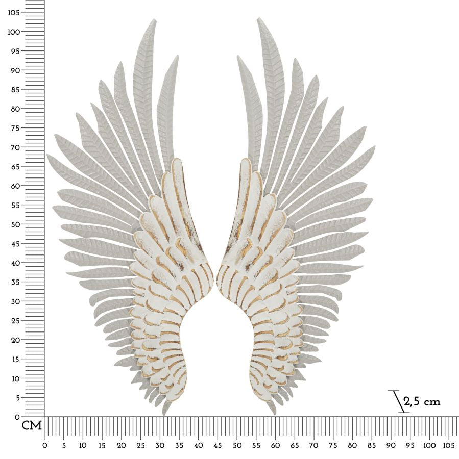 Wanddekoration Flügel Paar Federoptik Natural Metall MDF