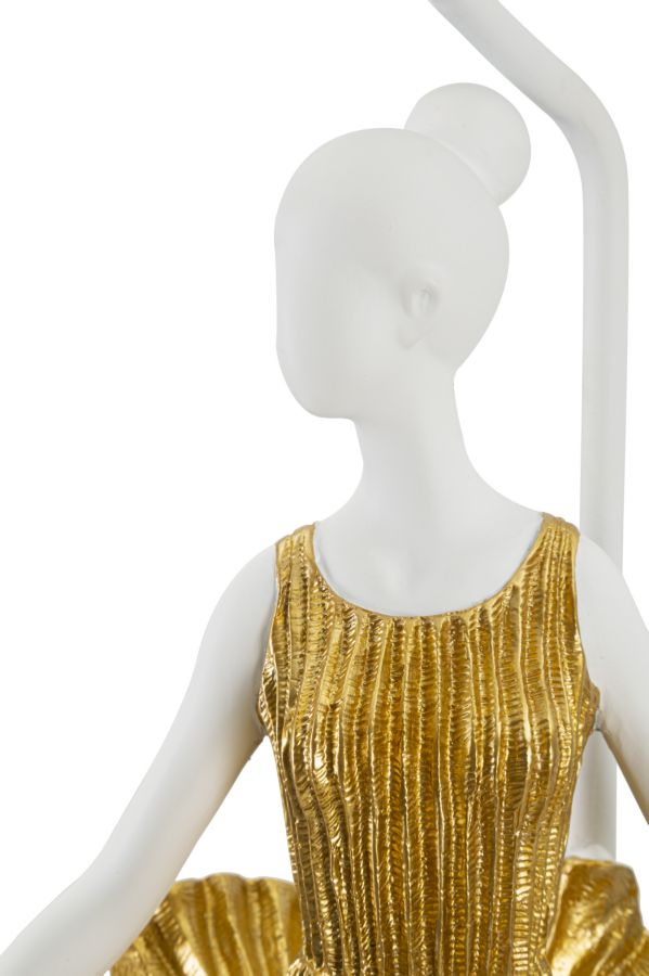 Ballerina Tischlampe Gold 90,5 cm mit Stoffschirm – Glamour Wohnaccessoire