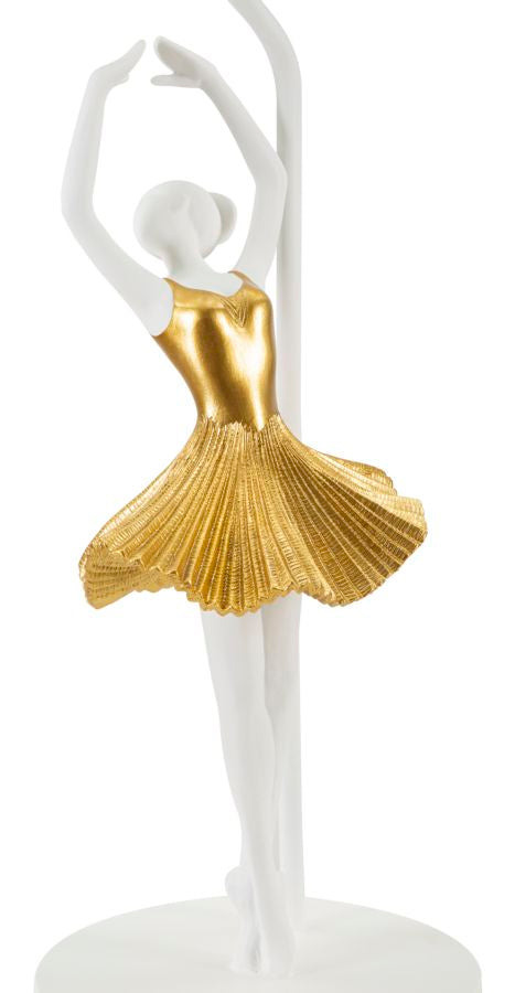 Ballerina Tischlampe Gold 64 cm mit Stoffschirm – Glamour Wohnaccessoire
