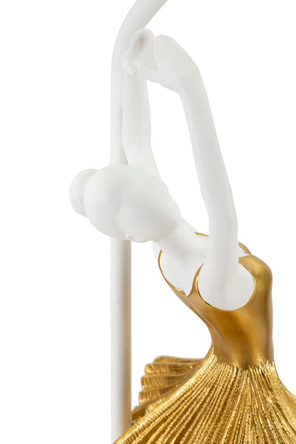 Ballerina Tischlampe Gold 64 cm mit Stoffschirm – Glamour Wohnaccessoire
