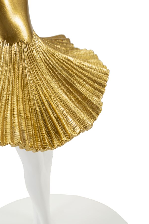 Ballerina Tischlampe Gold 64 cm mit Stoffschirm – Glamour Wohnaccessoire