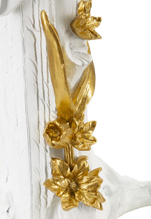 Papagei Tischlampe Gold 50,5 cm mit schwarzem Stoffschirm – Glamour Wohnaccessoire