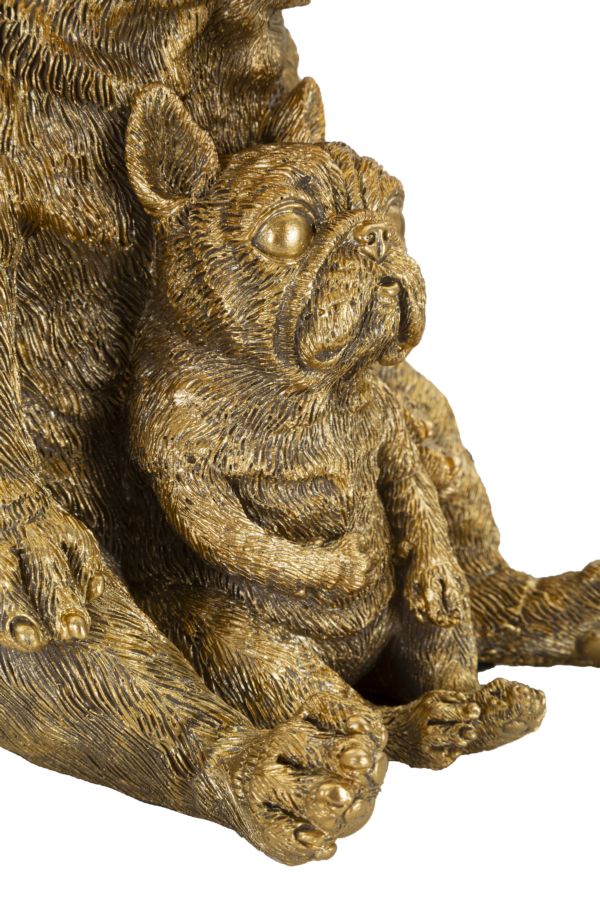 Bulldog Tischlampe Gold 43,8 cm mit schwarzem Stoffschirm – Glamour Wohnaccessoire