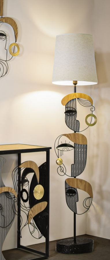 Picassy Stehlampe Ø 38 x 162 cm aus Eisen, MDF & Stoff – Modernes Lichtobjekt