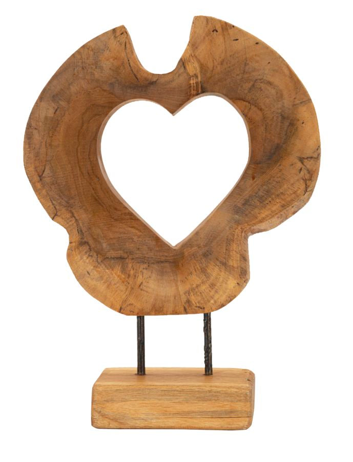 Dekoobjekt Teakherz Hasi – Holzskulptur Unikat aus Naturholz 28x38cm