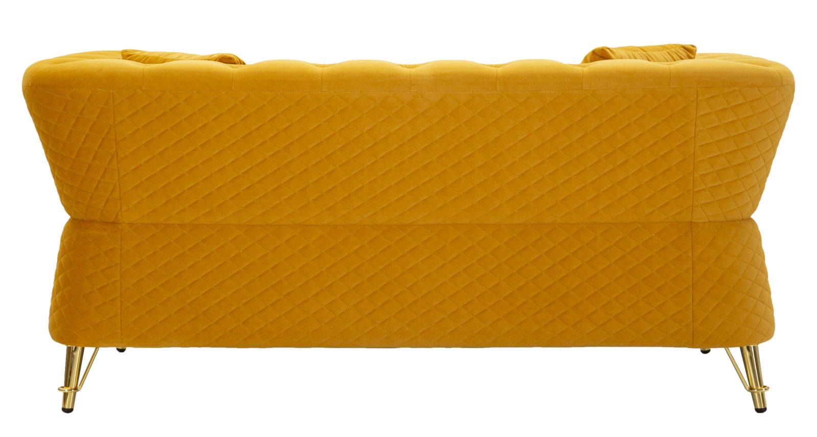 Samt Sofa Aurelia Senape 162 cm mit Kissen und Goldgestell