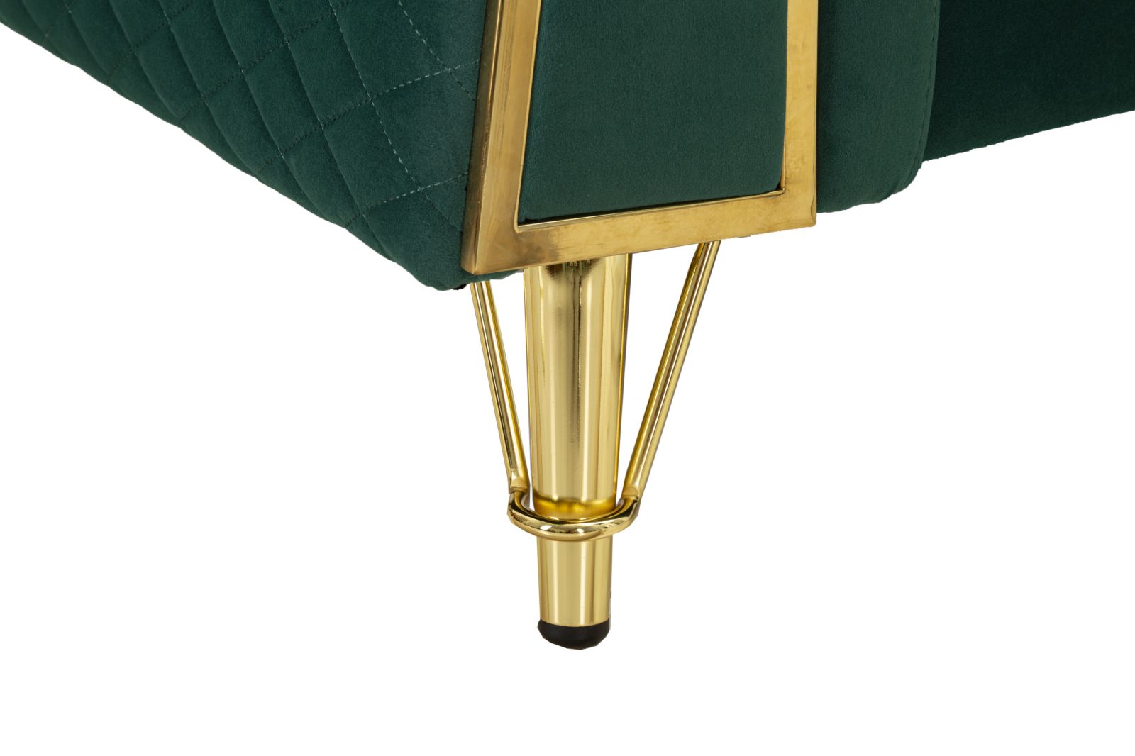 Samt Sofa Aurelia Verde 162 cm mit Kissen und Goldgestell