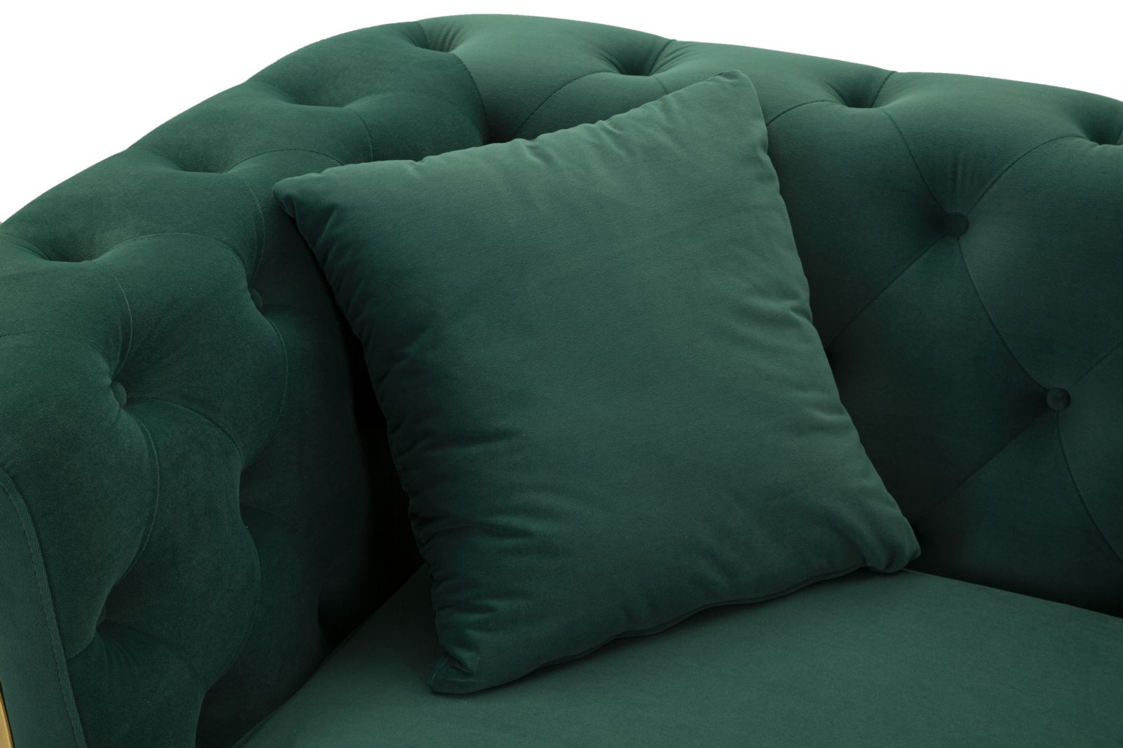 Samt Sofa Aurelia Verde 162 cm mit Kissen und Goldgestell