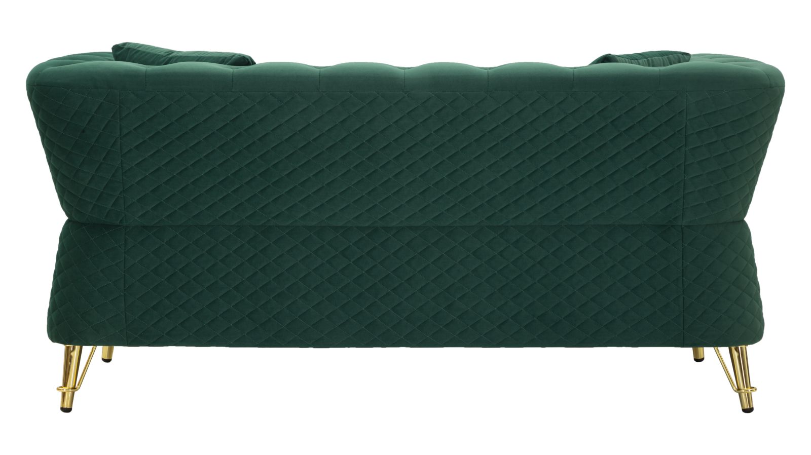 Samt Sofa Aurelia Verde 162 cm mit Kissen und Goldgestell