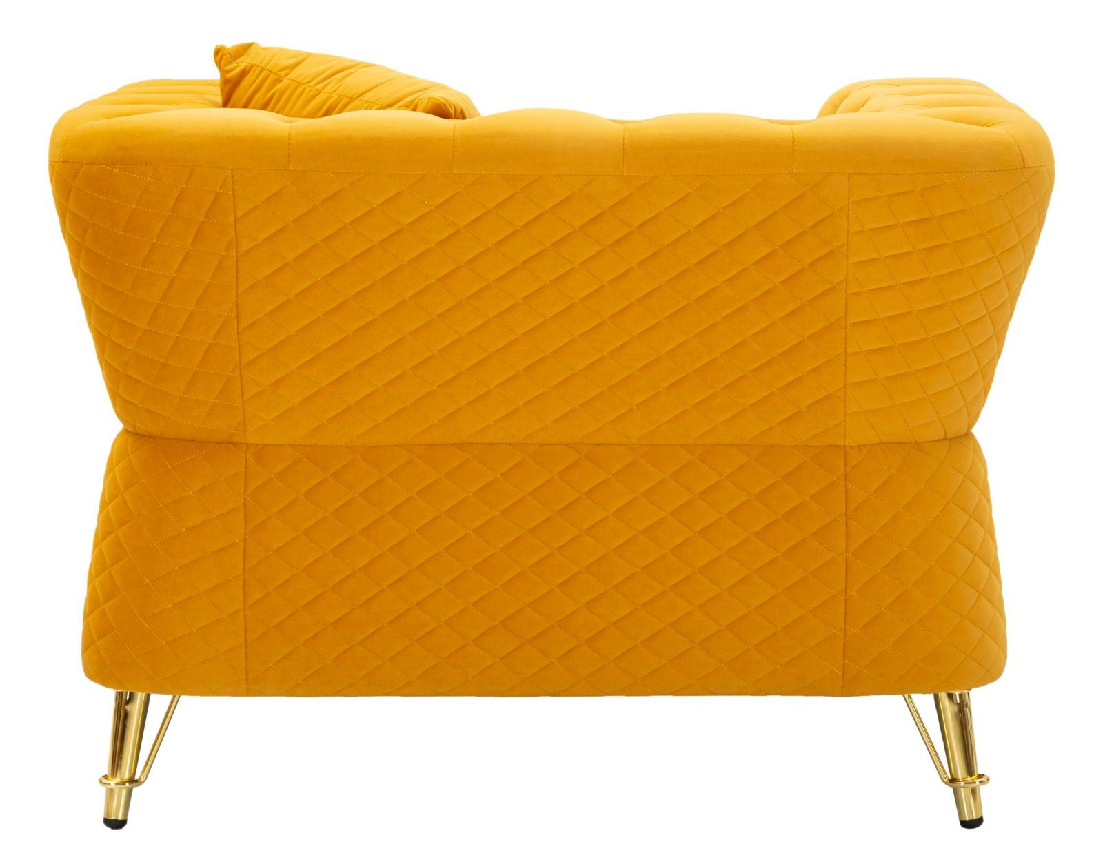 Sessel Emy Senape 104 cm Samt mit Goldgestell und Kissen