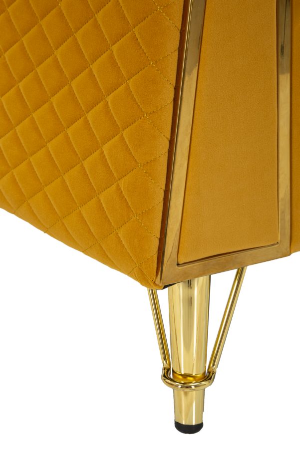 Sessel Emy Senape 104 cm Samt mit Goldgestell und Kissen