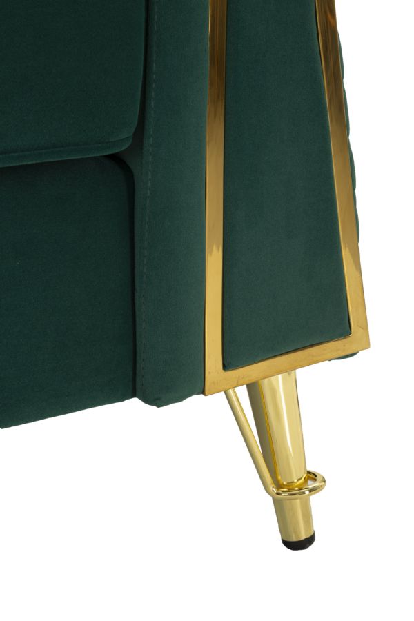 Sessel Emy Verde 104 cm Samt mit Goldgestell und Kissen