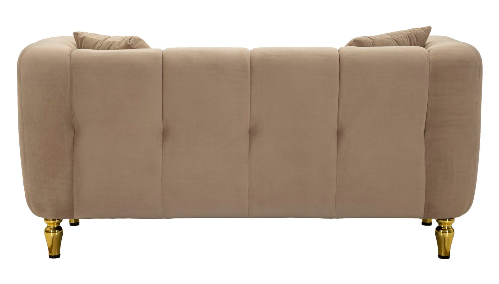 Samt Sofa Alma Grigio 155 cm mit Kissen und Goldfüßen