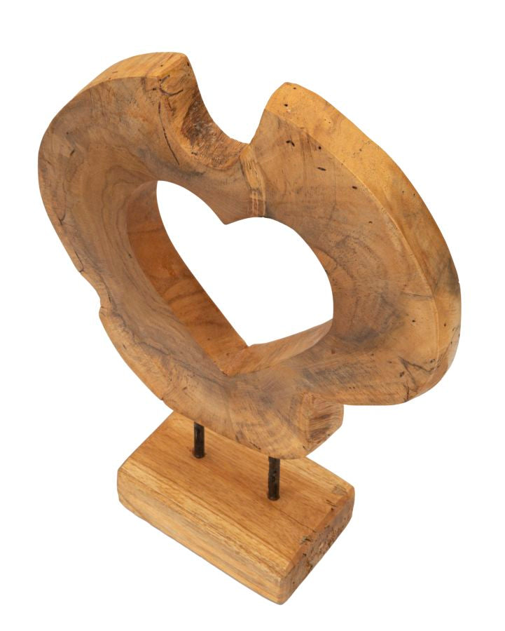 Dekoobjekt Teakherz Hasi – Holzskulptur Unikat aus Naturholz 28x38cm