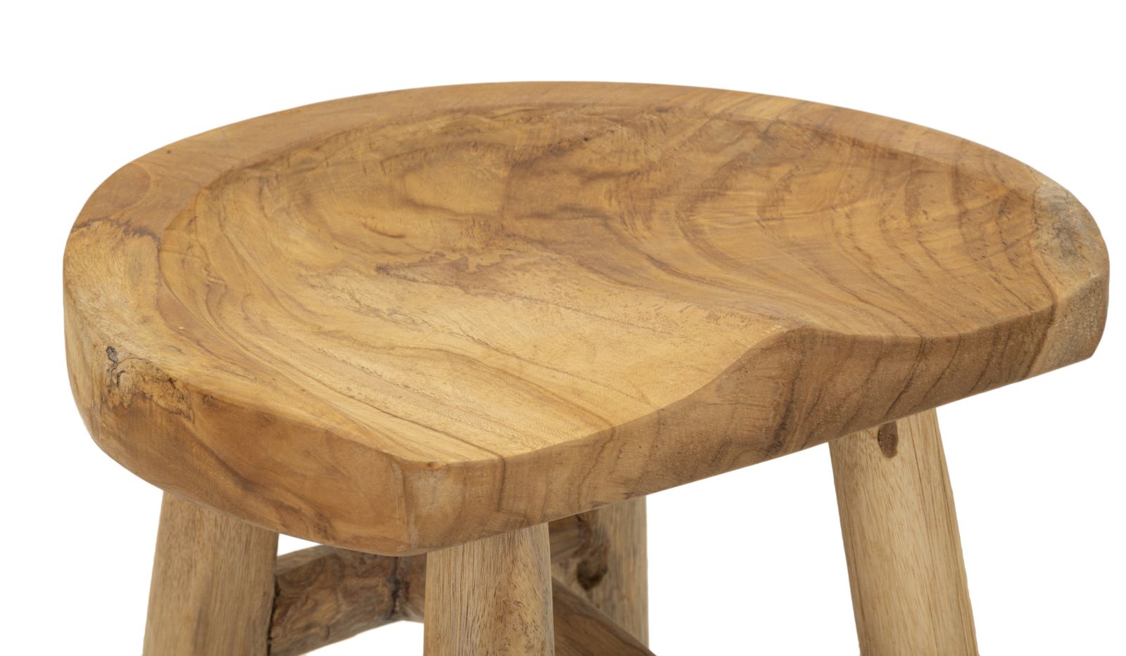 Hocker Sel Teak Holz Boho Chic Natur Handgefertigt Unikat