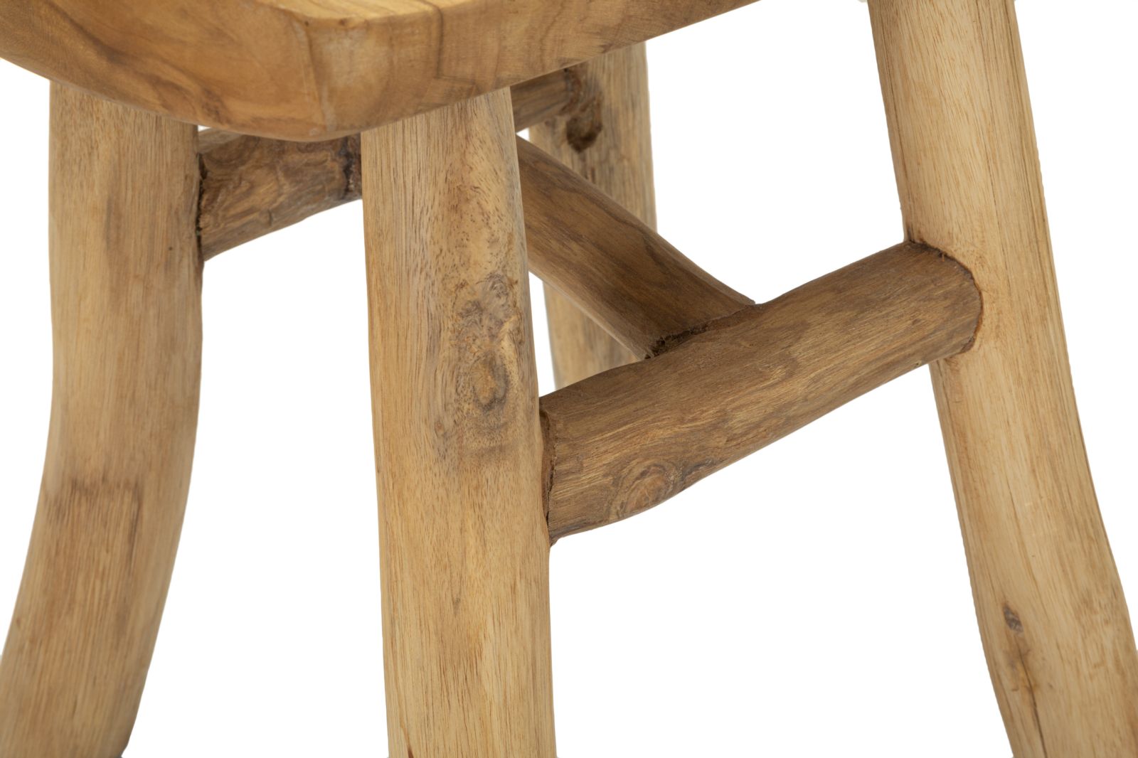 Hocker Sel Teak Holz Boho Chic Natur Handgefertigt Unikat