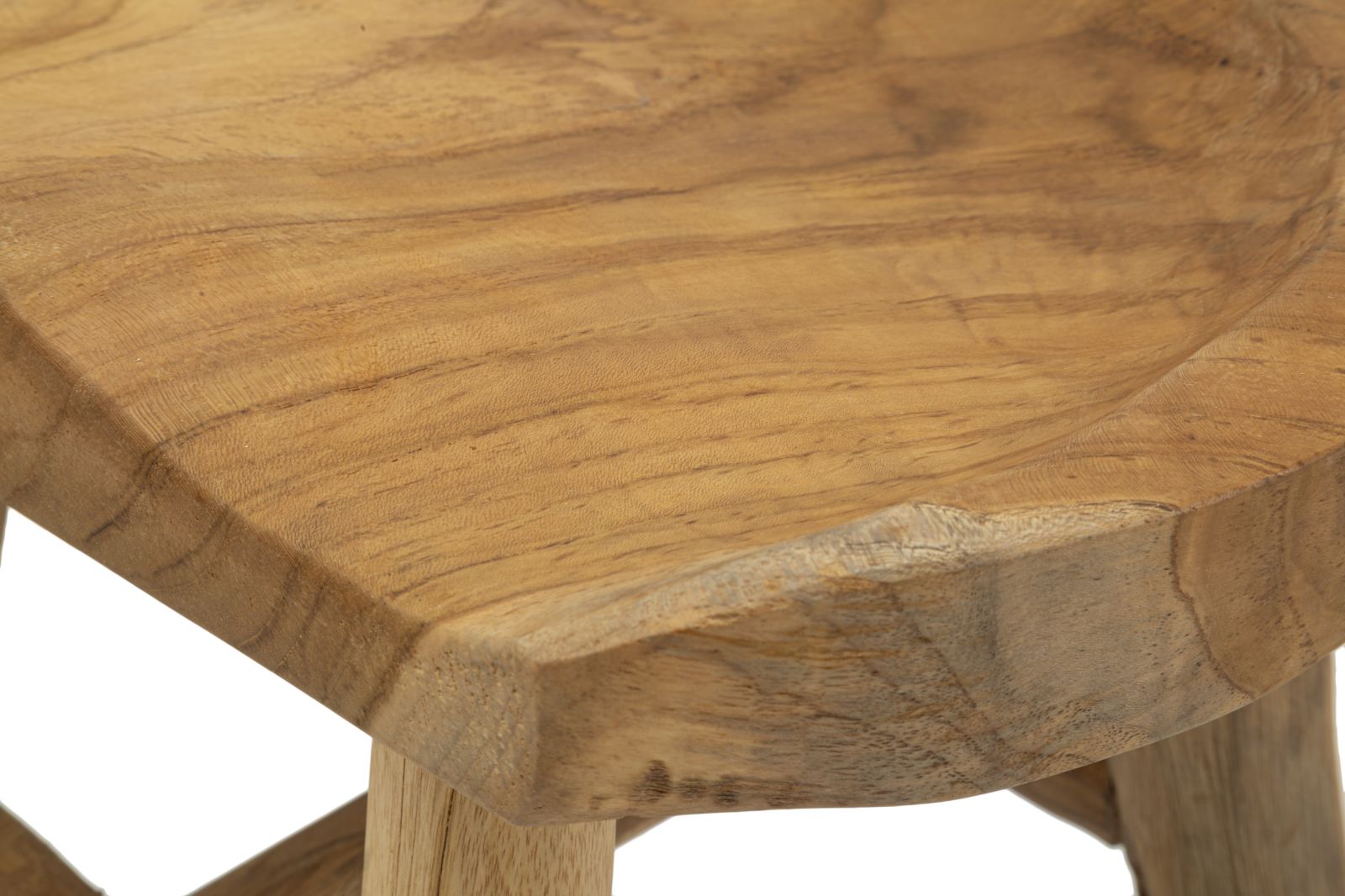 Hocker Sel Teak Holz Boho Chic Natur Handgefertigt Unikat