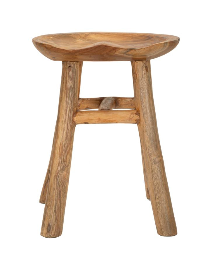 Hocker Sel Slim Teak Holz Boho Chic Handgefertigt Natur