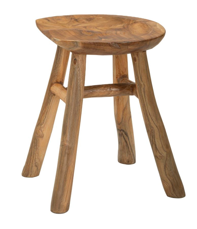 Hocker Sel Slim Teak Holz Boho Chic Handgefertigt Natur