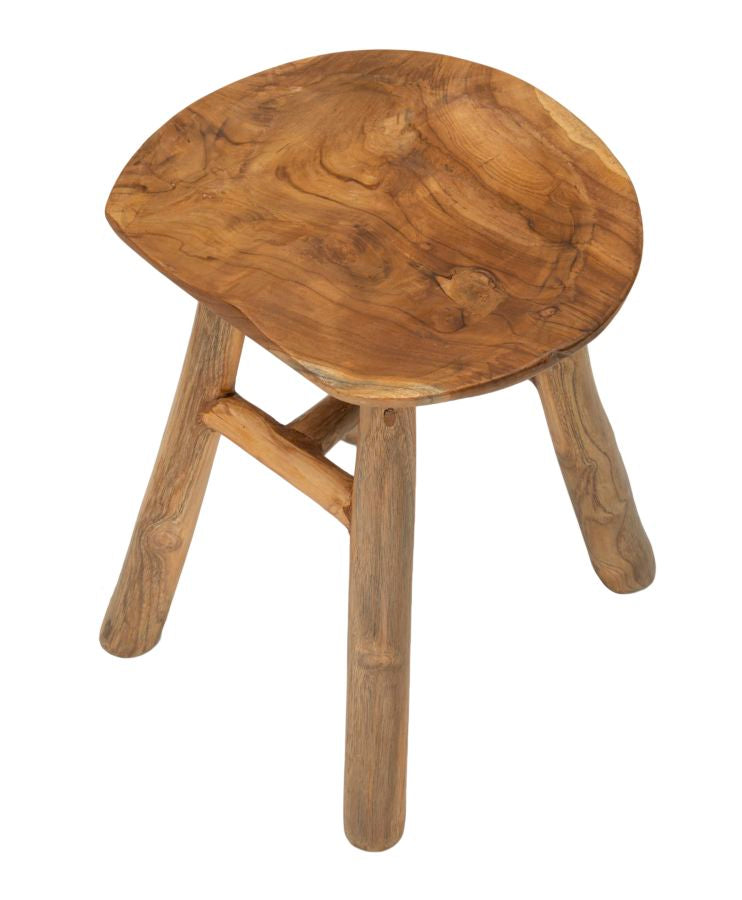 Hocker Sel Slim Teak Holz Boho Chic Handgefertigt Natur