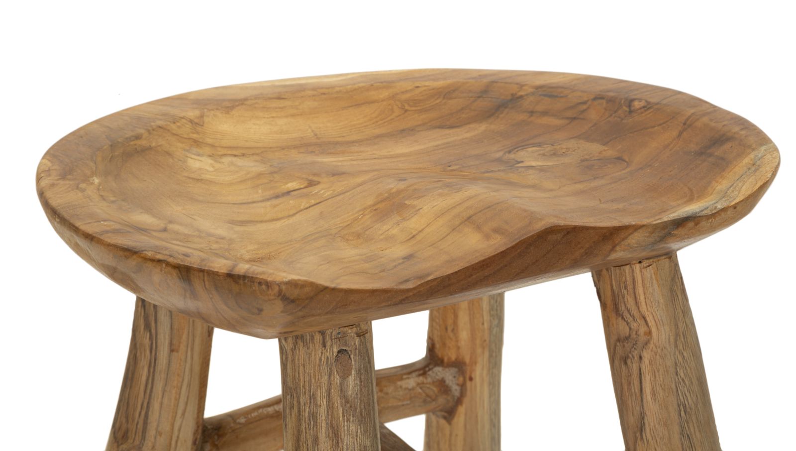 Hocker Sel Slim Teak Holz Boho Chic Handgefertigt Natur