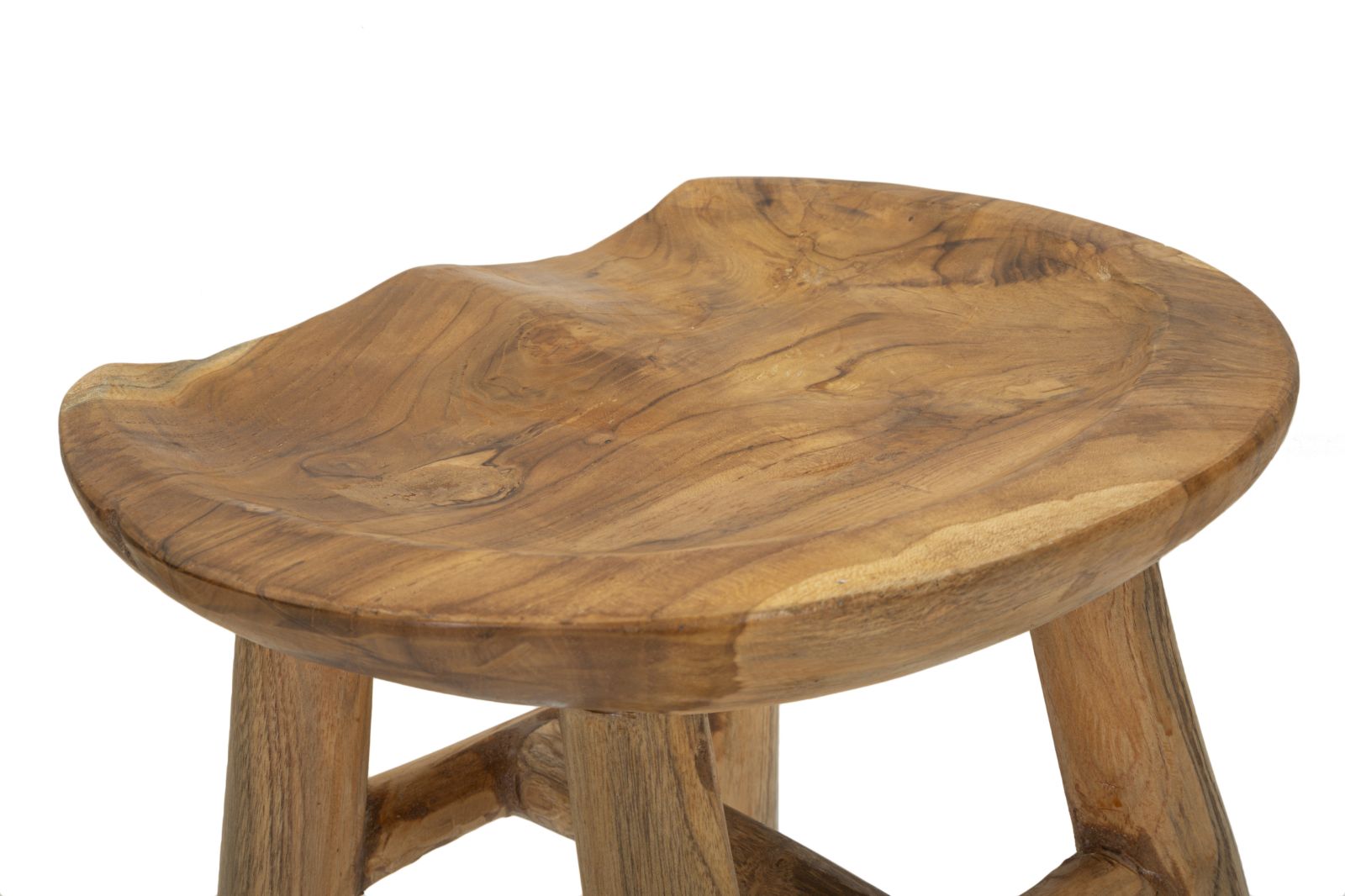 Hocker Sel Slim Teak Holz Boho Chic Handgefertigt Natur