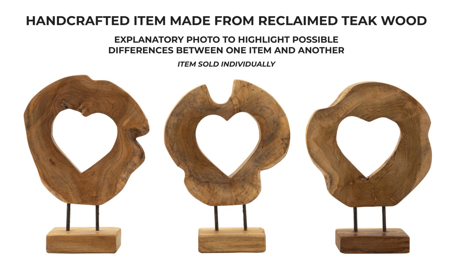 Dekoobjekt Teakherz Hasi – Holzskulptur Unikat aus Naturholz 28x38cm