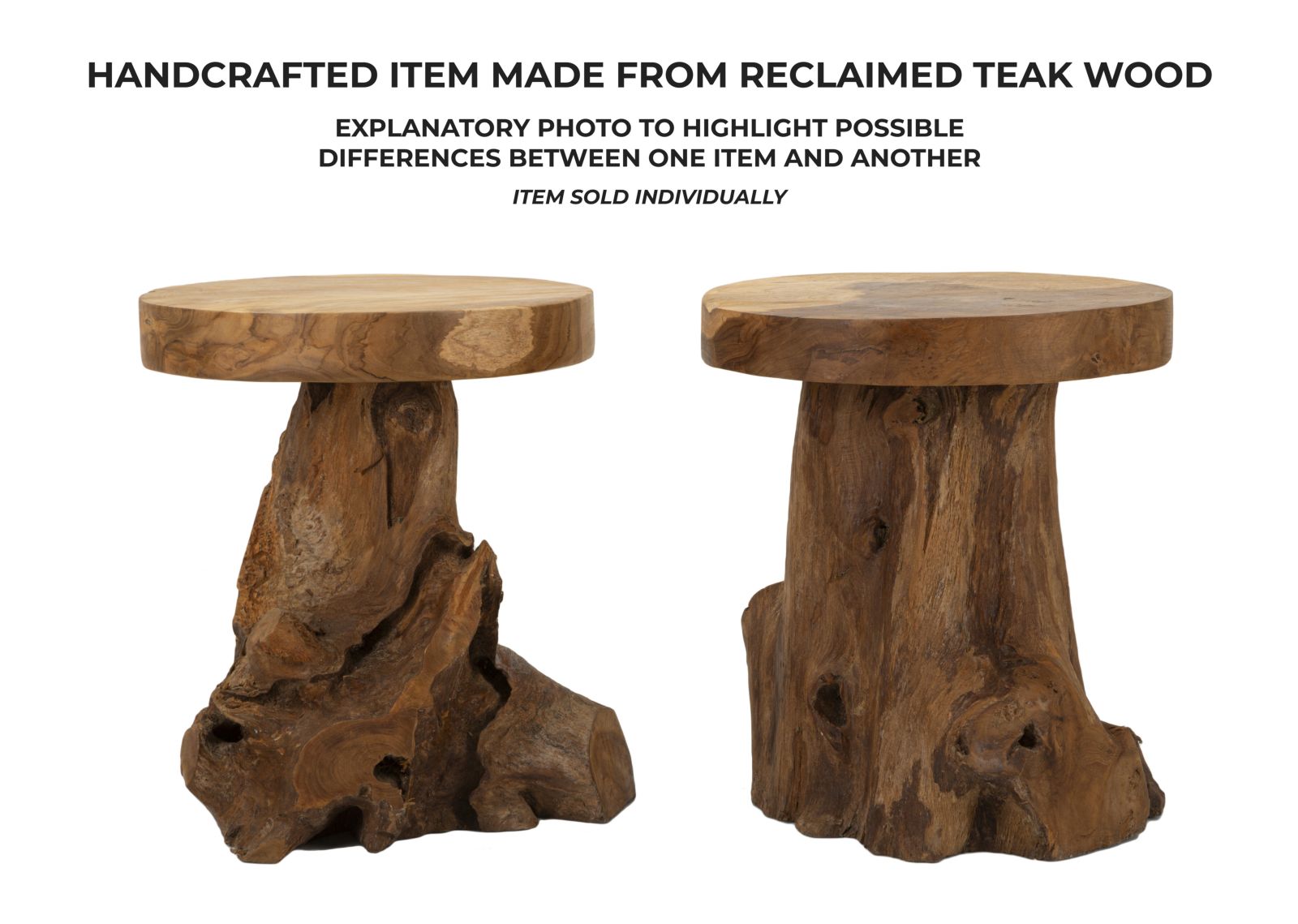 Beistelltisch Jamet Teak Holz Boho Chic Natur Unikat Massiv